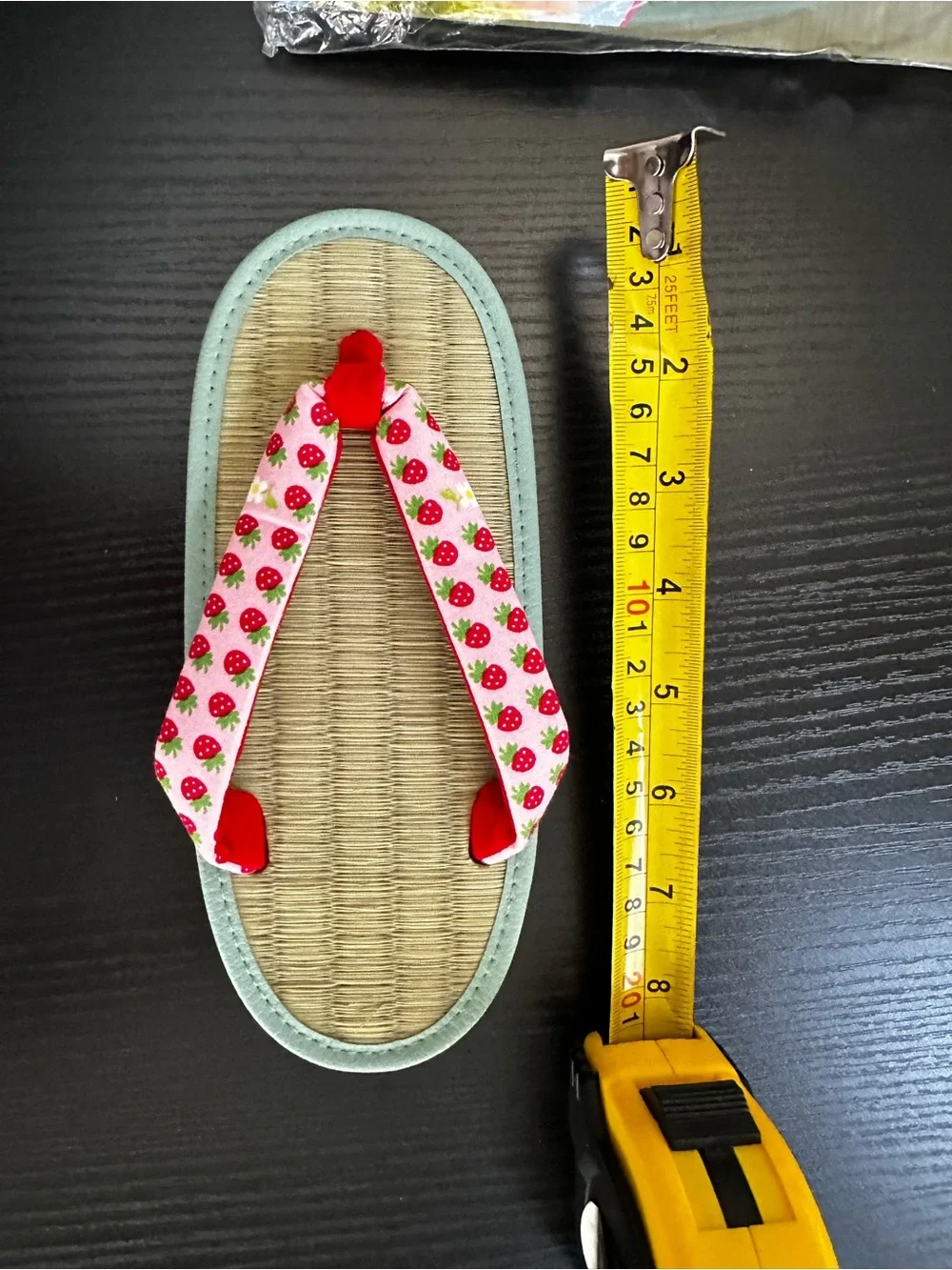 Misato Straw Flip Flops with Pink Strawberry Straps